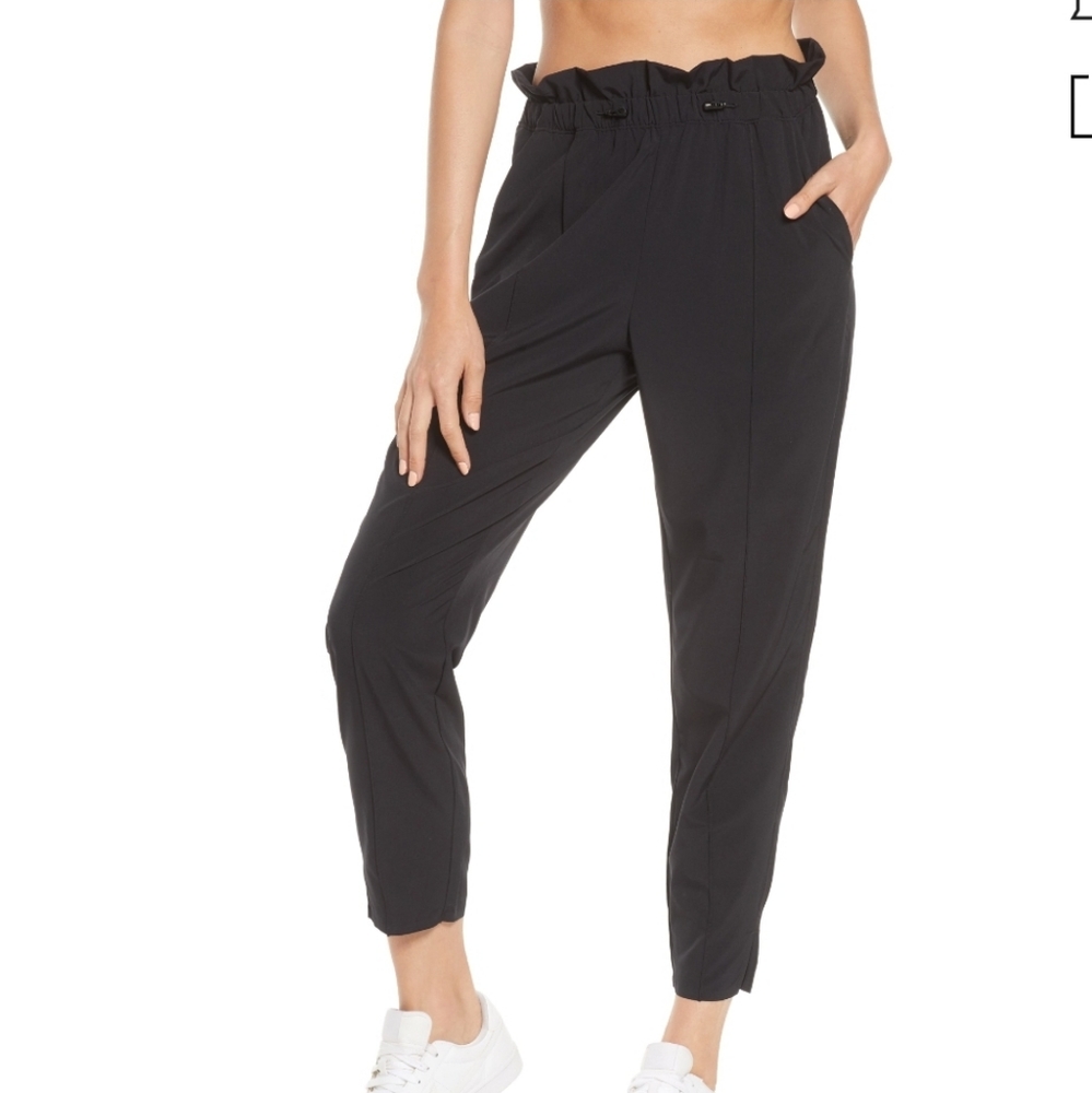 Women's Black Getaway Paperbag Ankle Pants